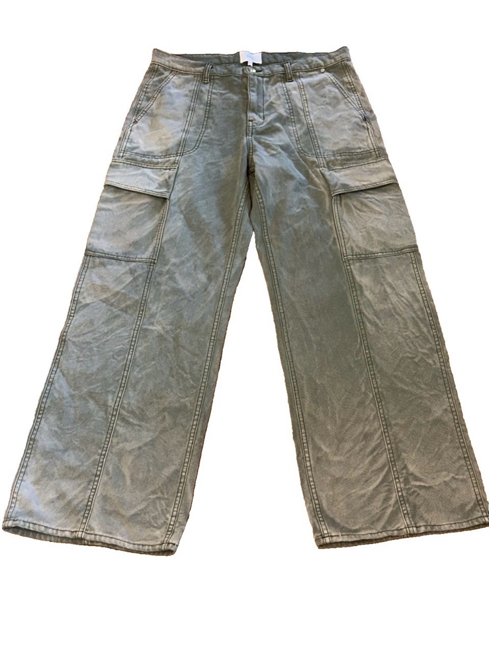 RHUDE sage green faded canvas  Cargo pants mens sz XL wide leg 100% cotton